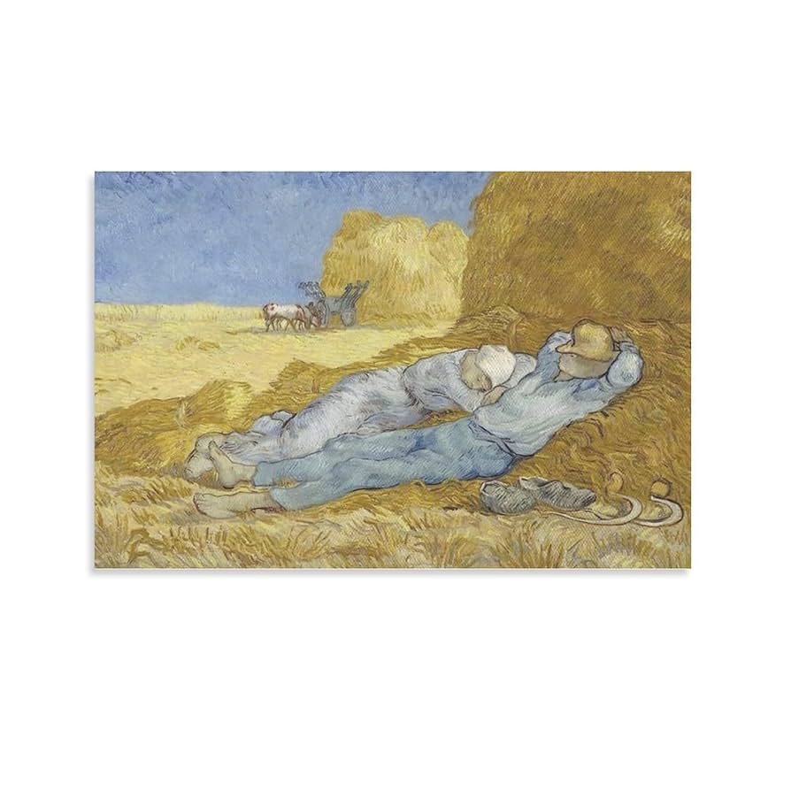 手書き油絵 ゴッホ 昼 仕事の間の休憩 額付 絵画 インテリア 油彩画 手書き油絵 ゴッホ 昼 仕事の間の休憩 額付 絵画 インテリア